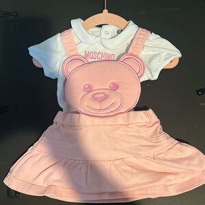 Moschino two piece overall skirt set 3-6 months worn once excellent condition